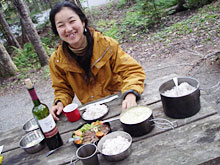 ブルーベリー食べ放題、ディナー風景